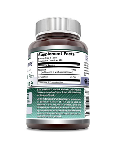 Suplemento de Melatonina Plus L-Theanine 120 Tabletas 15.5 mg