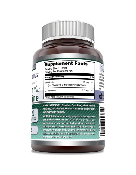 Suplemento de Melatonina Plus L-Theanine 120 Tabletas 15.5 mg