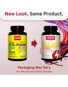 Suplemento Jarrow Formulas Metil B-12 1000 mcg y Folato 400 mcg 2