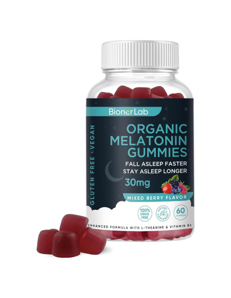 Gomitas de Melatonina BionerLab 30mg con L-teanina y B6