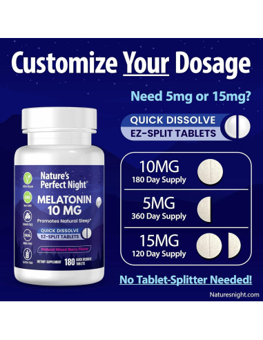Melatonina 10mg Noche Perfecta de la Naturaleza 180 Tabletas