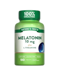 Tabletas de Melatonina Nature's Truth 10mg con L-Theanina 180 Unidades