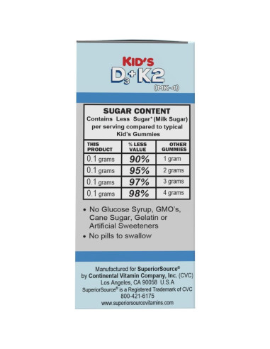 Multivitamínico Infantil D3 y K2 Superior Source - 60 Tabletas