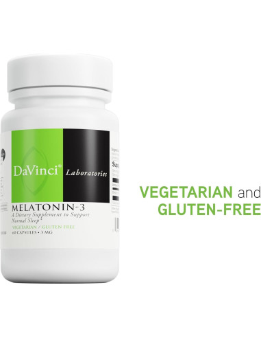 Suplemento de Melatonina 3 mg Davinci Labs - 60 Cápsulas Vegetarianas