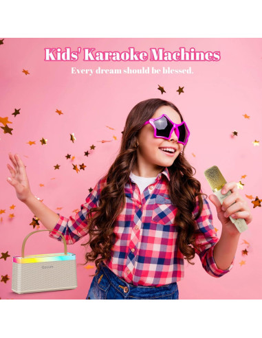 Mini Máquina de Karaoke QOCUM C10 con 2 Micrófonos y RGB