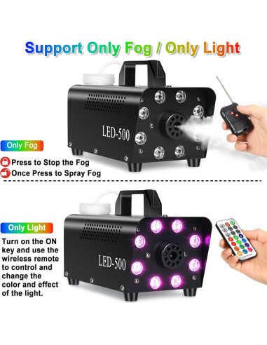 Máquina de Niebla 500W con 13 Colores y 8 Luces LED