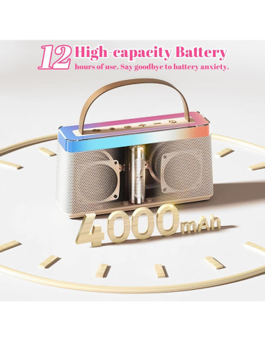 Mini Máquina de Karaoke QOCUM C10 con 2 Micrófonos y RGB