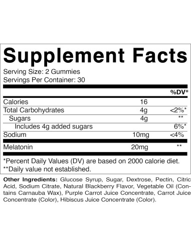 Gomitas de Melatonina Vitamatic 20mg Veganas - 60 Unidades