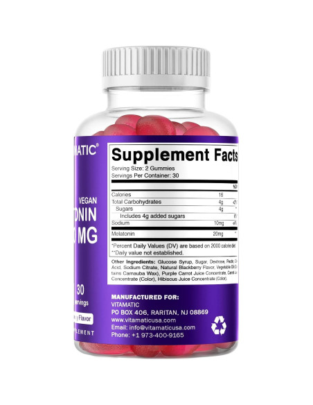 Gomitas de Melatonina Vitamatic 20mg Veganas - 60 Unidades Gomitas de Melatonina Vitamatic 20mg Veganas - 60 Unidades