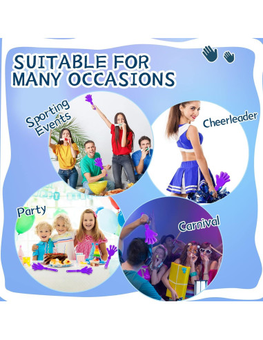 100 Clappers de Mano Morado Lila 19 cm para Fiestas