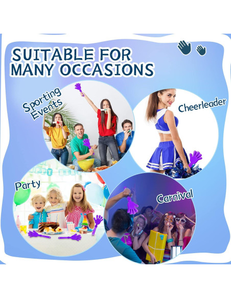 100 Clappers de Mano Morado Lila 19 cm para Fiestas