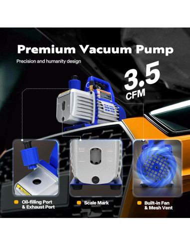 Bomba de Vacío VIVOHOME VH453 3.5 CFM con Manómetro