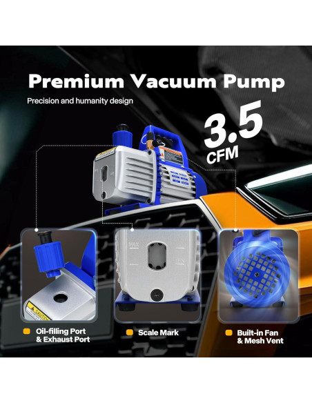 Bomba de Vacío VIVOHOME VH453 3.5 CFM con Manómetro