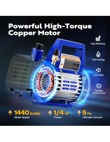 Bomba de Vacío VIVOHOME VH453 3.5 CFM con Manómetro