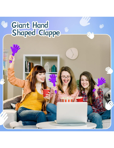 100 Clappers de Mano Morado Lila 19 cm para Fiestas