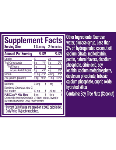 Gominolas VICKS PURE Zzzs Kidz 60u Melatonina 1mg + Zinc