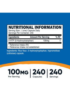 Nutricost 5-HTP 100mg 240 Cápsulas Vegetarianas Sin OGM Gluten 2