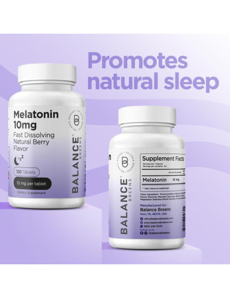 Suplemento de Melatonina 10mg Balance Breens - 120 Tabletas Suplemento de Melatonina 10mg Balance Breens - 120 Tabletas