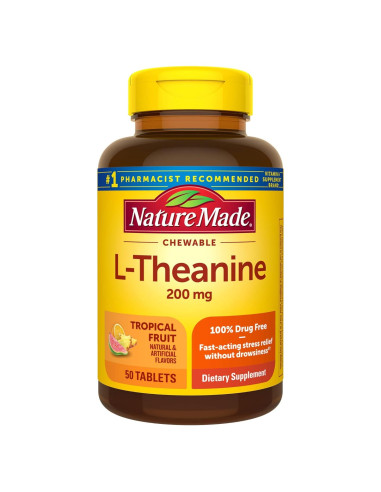 Nature Made L-Teanina Masticable 200mg - 50 Tabletas para Estrés