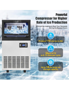Máquina de Hielo Comercial 110 kg/24h con Bin 8 kg 2