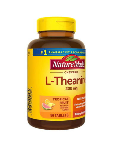 Nature Made L-Teanina Masticable 200mg - 50 Tabletas para Estrés