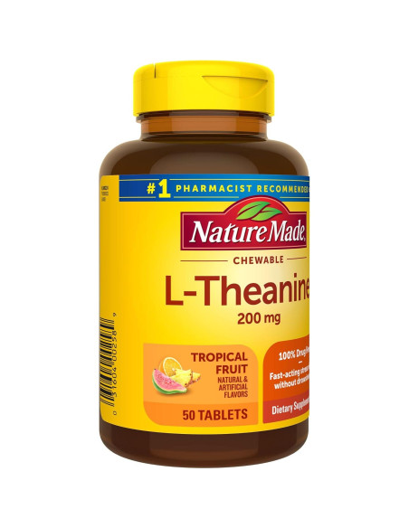 Nature Made L-Teanina Masticable 200mg - 50 Tabletas para Estrés