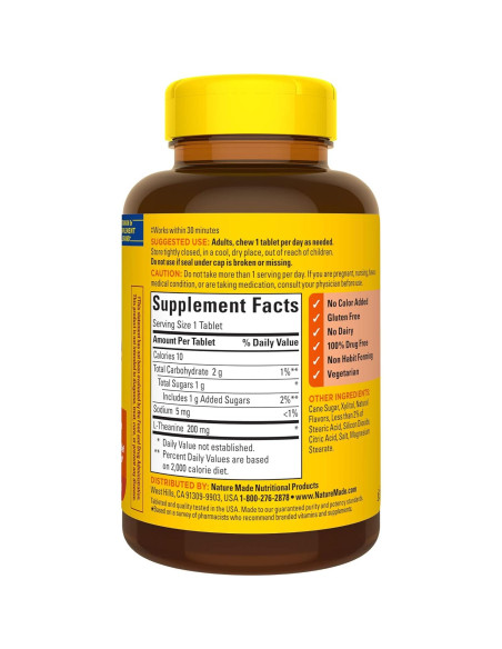 Nature Made L-Teanina Masticable 200mg - 50 Tabletas para Estrés