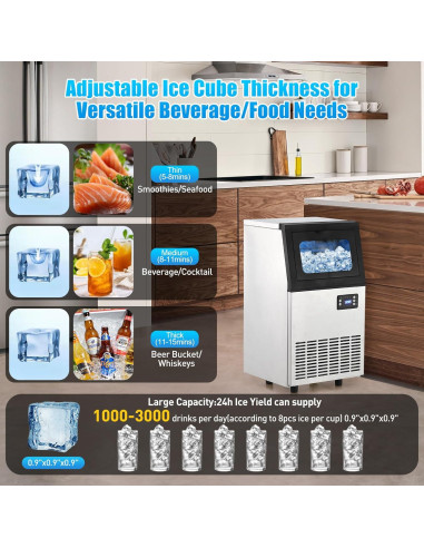 Máquina de Hielo Comercial 110 kg/24h con Bin 8 kg