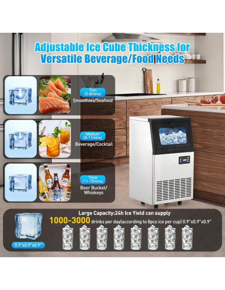 Máquina de Hielo Comercial 110 kg/24h con Bin 8 kg