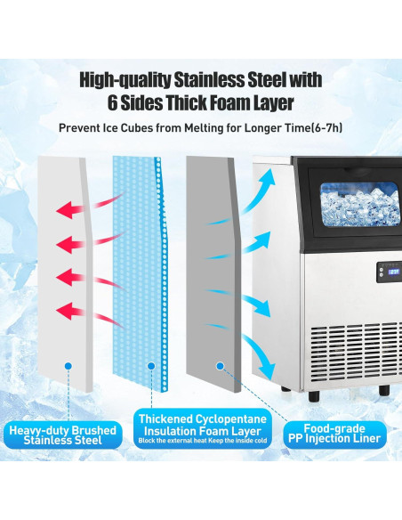 Máquina de Hielo Comercial 110 kg/24h con Bin 8 kg