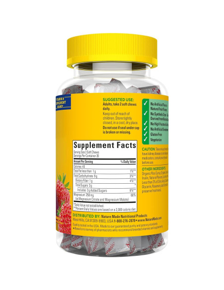 Nature Made Suplemento de Magnesio 250 mg Gomas Vegetarianas 40 Unidades