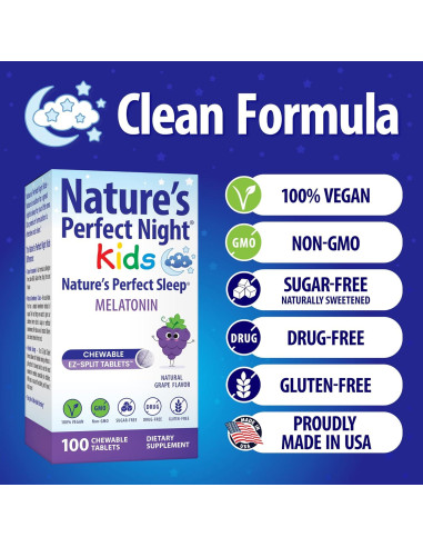 Melatonina para Niños Noche Perfecta 1mg 100 Tabletas Masticables