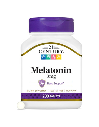 Tabletas de Melatonina 21st Century 3 mg 200 unidades