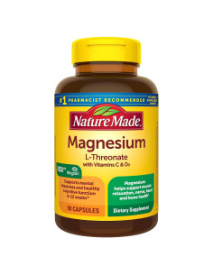 Nature Made Magnesio L-Treonato 130 mg + Vitamina C y D3 - 90 Cápsulas