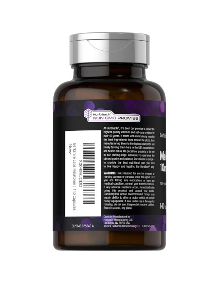 Melatonina 10mg Horbaach 140 Cápsulas Liberación Rápida Melatonina 10mg Horbaach 140 Cápsulas Liberación Rápida