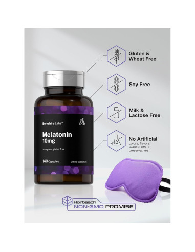 Melatonina 10mg Horbaach 140 Cápsulas Liberación Rápida