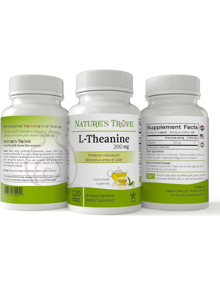 L-Theanine 200mg Nature's Trove - 120 Cápsulas Vegetarianas