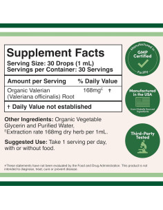 Gotas de Raíz de Valeriana Orgánica 168mg - Double Wood 30ml 2