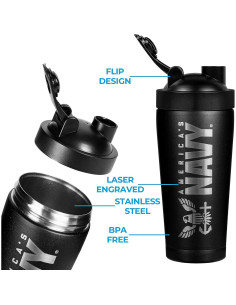 Botella Mezcladora Aislada 24 oz Marina - Regalos Militares 2