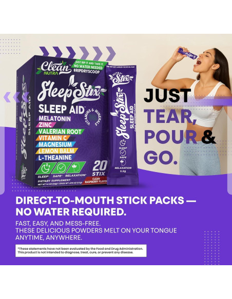 Polvo Clean Sleep Stix 20 Stix - Melatonina y Magnesio Polvo Clean Sleep Stix 20 Stix - Melatonina y Magnesio