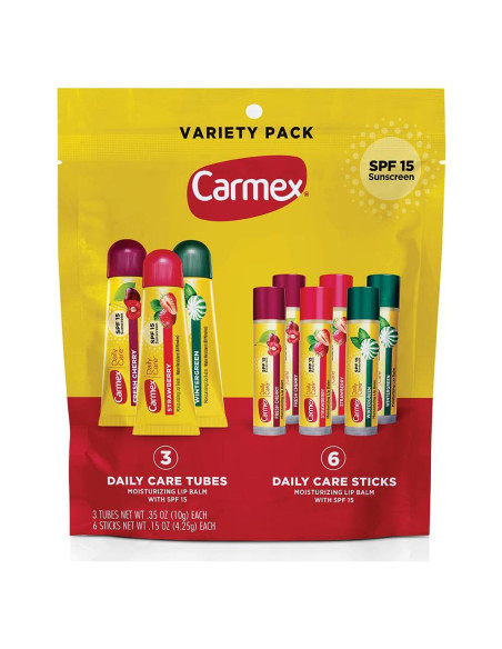 Bálsamo Labial Hidratante Carmex Daily Care SPF 15 - 9 Unidades