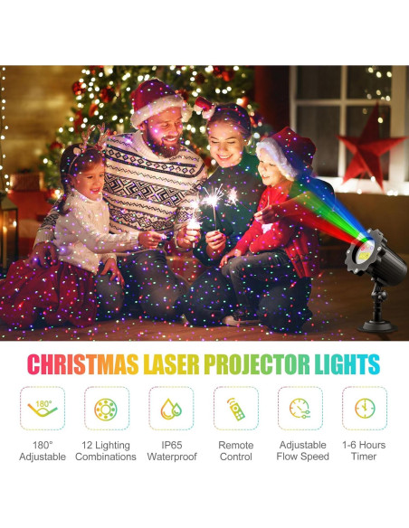 Proyector Láser RGB Firefly Impermeable para Exteriores 12 Efectos