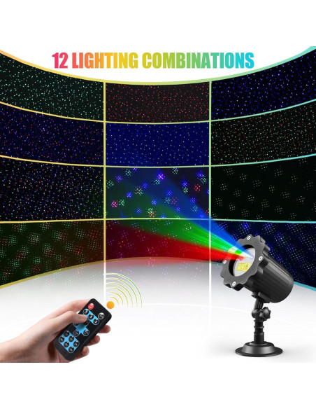 Proyector Láser RGB Firefly Impermeable para Exteriores 12 Efectos