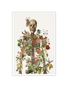 Póster Retro Esqueleto Floral Anatomía Humana 30.48x40.64cm