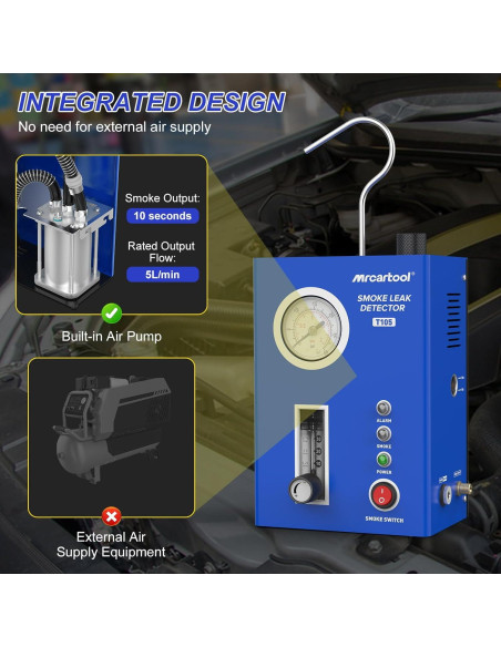 Probador de Fugas de Humo MR CARTOOL T105 12V DC con Manómetro