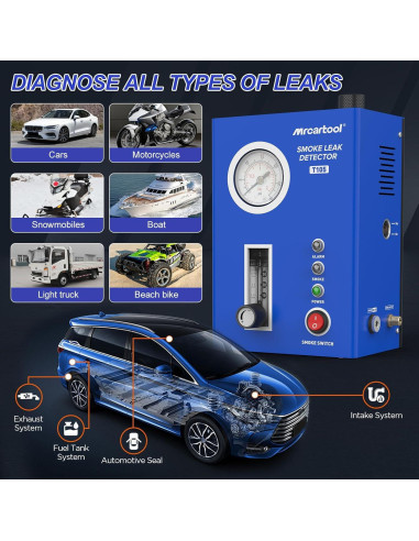 Probador de Fugas de Humo MR CARTOOL T105 12V DC con Manómetro