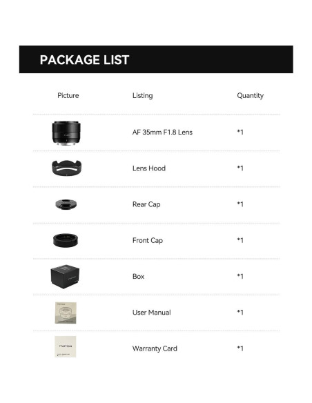 Lente TTartisan AF 35mm F1.8 II para Fujifilm X - Negro