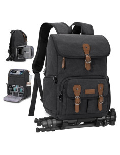 Mochila para cámara RAINSMORE negra para DSLR y laptop 15.6"