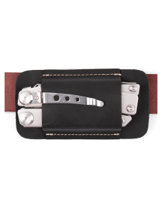 Funda de Cuero Topstache M para Cuchillo y Multiherramienta Negra