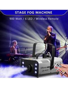 Máquina de Niebla 900W XWSTGEQ con 6 Luces LED y Control Remoto 2
